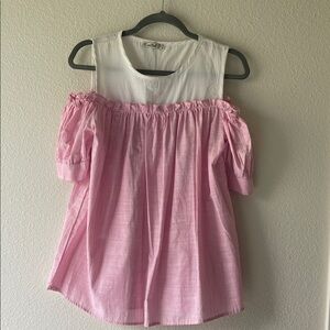 Women striped Pink Off-Shoulder Peasant Top